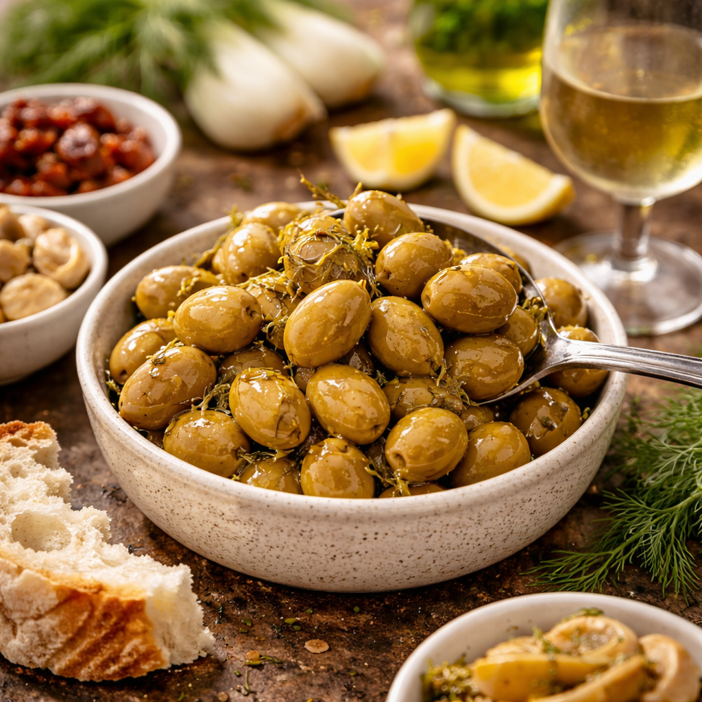 Olive verte à l'ail et fenouil