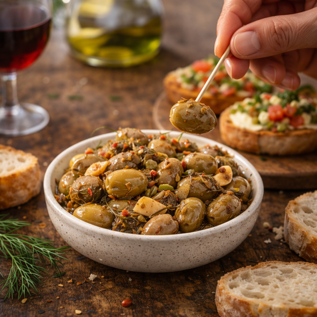 Olive verte fenouil, ail et piment