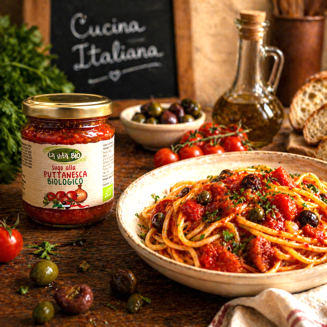 Sauce tomate Puttanesca biologique