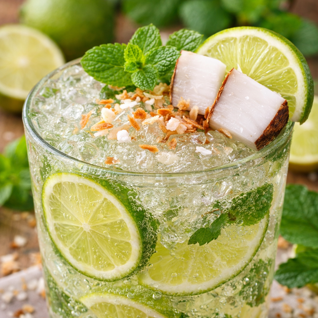 Limonade au citron vert et noix de coco